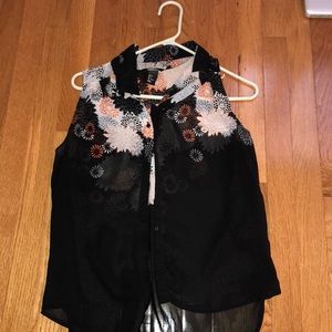 Black tank with flowers